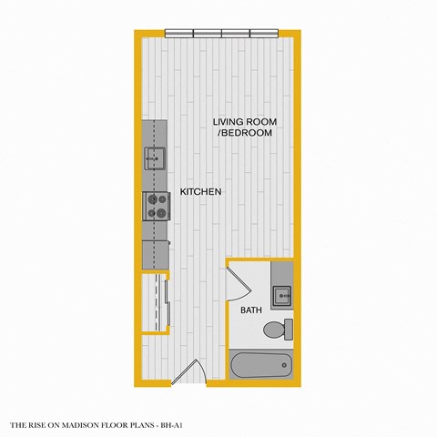 The Rise on Madison Apartments 2D Floorplan - Studio A 60